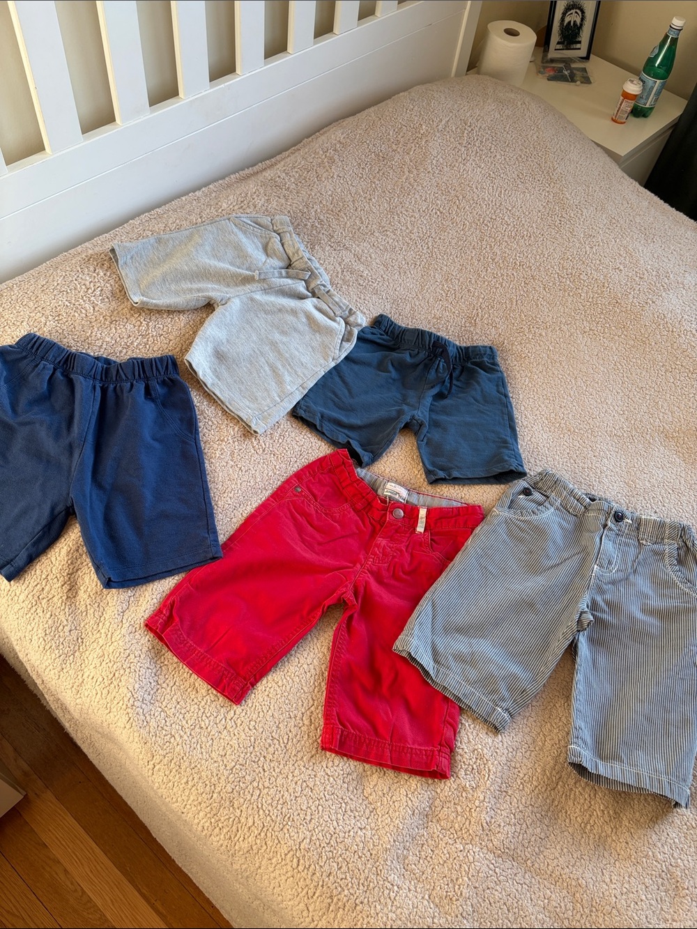 Kids 5-Pack Casual Shorts Set — Navy, Red, Light Gray